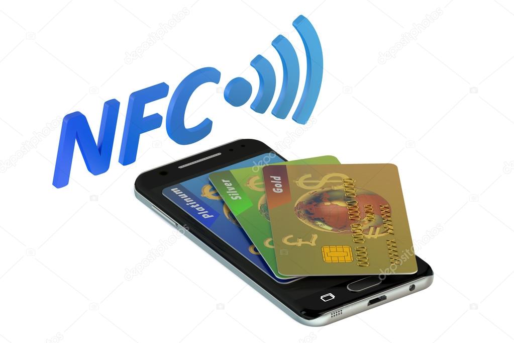 Smartphone with credit card, NFC concept