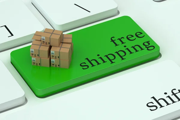 Free Shipping concept on green keyboard button — Zdjęcie stockowe