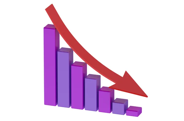 Csökkenő sávdiagram nyíl — Stock Fotó