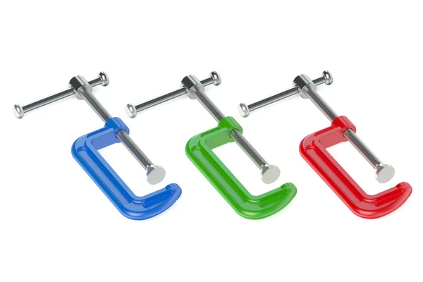 Colored C- clamps — Stock Photo, Image