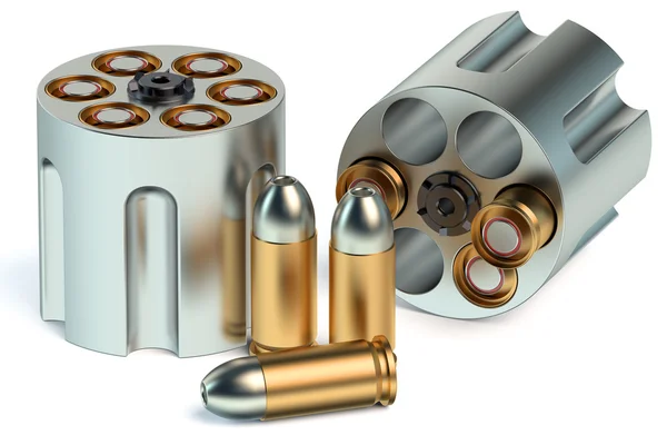 Cilindro de revólver con balas — Foto de Stock