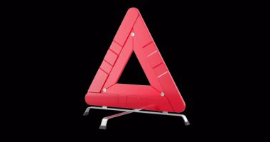 Uyarı Üçgeni döndürme animasyonu, kusursuz döngü. Şeffaf arkaplanda 3B görüntüleme izole edildi