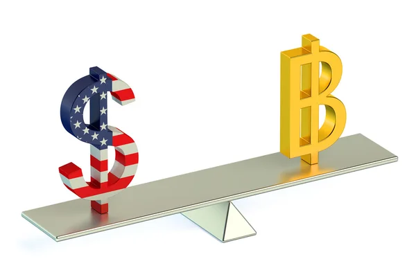 Dollaro o Bitcoin, concetto di coppia di valute USD / BTC — Foto Stock