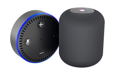 Ses asistanı ve LED yüzüğü olan akıllı hoparlörler. Şeffaf arkaplanda 3B görüntüleme izole edildi