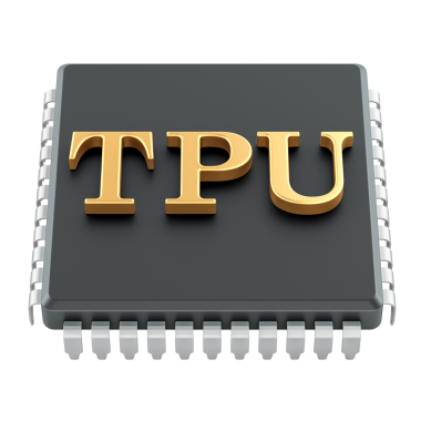 TPU işlemci çipi. Şeffaf arkaplanda 3B görüntüleme izole edildi