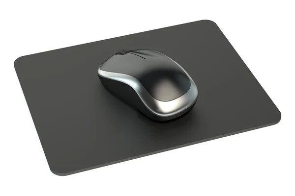 Mouse de computador sem fio no mousepad — Fotografia de Stock