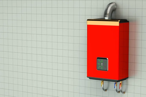 红色家用燃气锅炉水加热器 — 图库照片