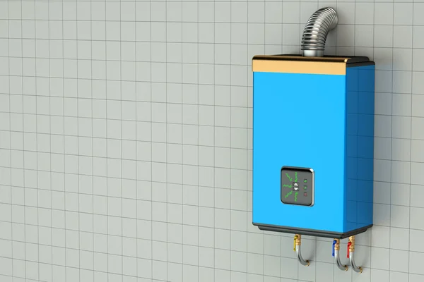 Blue home gas-fired boiler, water heater — Stock Image Blue home gas-fired boiler, water heater Stock Image