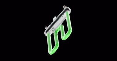 Yeşil borulu çamaşır makinesi ısıtma elemanı döndürme animasyonu sorunsuz bir şekilde çevrilebilir. Şeffaf arkaplanda 3B görüntüleme izole edildi