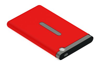 Red External HDD with cable clipart
