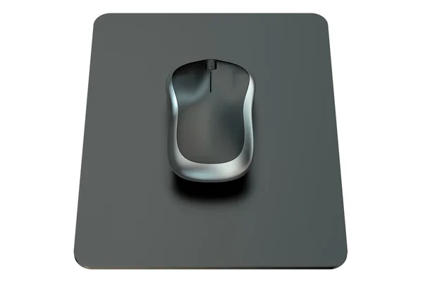 Mouse de computador sem fio no tapete do mouse — Fotografia de Stock