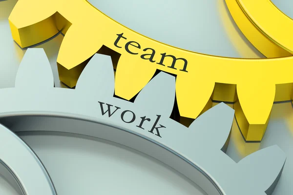 Team Work concept on the gearwheels — Stock Photo, Image