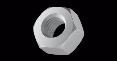 Metalik altıgen fındık döndürme animasyonu kusursuz bir şekilde çevrilebilir. Şeffaf arkaplanda 3B görüntüleme izole edildi