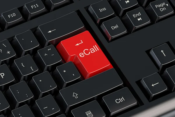 Ecall botão teclado vermelho — Fotografia de Stock