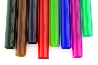 Renkli akrilik plastik tüpler