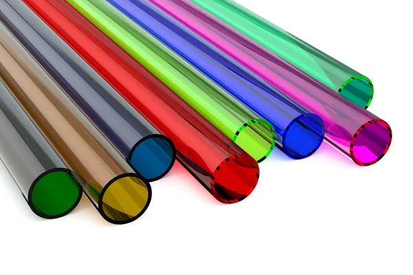 Tubos de plástico acrílico colorido — Fotografia de Stock