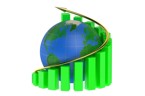 Gráfico de crecimiento con globo —  Fotos de Stock