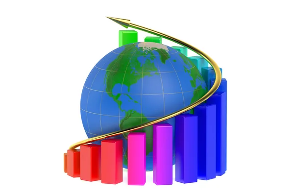 세계와 성장 그래프 — 스톡 사진