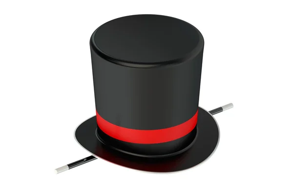 Magician Hat and Wand — Stock Photo, Image