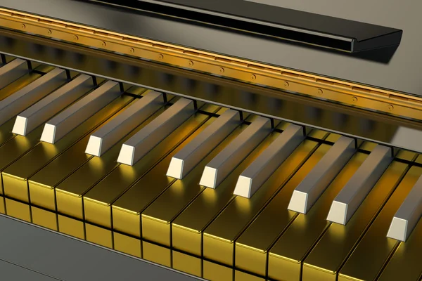 Teclado piano dourado — Fotografia de Stock