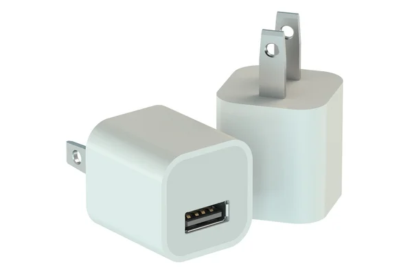 Белый зарядное устройство USB — стоковое фото