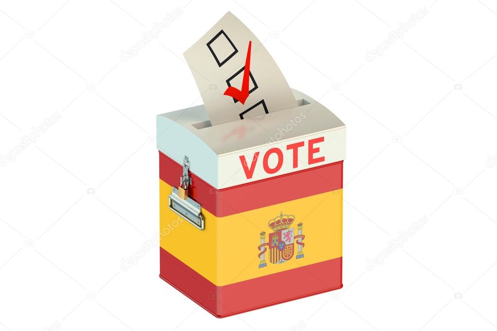 ballot box with flag of Spain