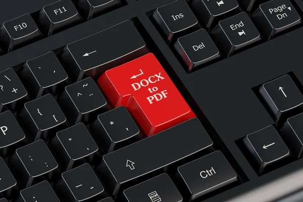 Converting concept docx to pdf on  keyboard — Stock Photo, Image