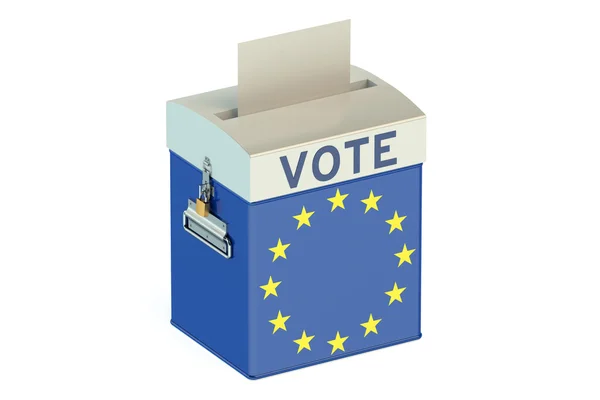 Conceito de votação com bandeira da UE na urna — Fotografia de Stock