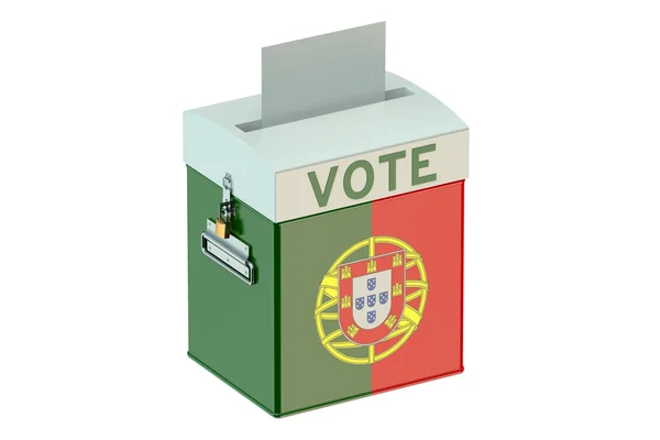 Conceito de voto com bandeira de Portugal na urna — Fotografia de Stock