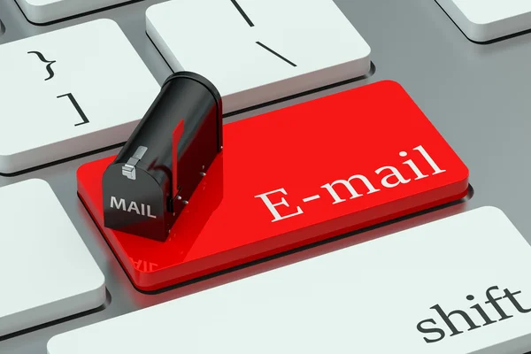 E-Mail-Konzept, rote Taste auf der Tastatur — Stockfoto