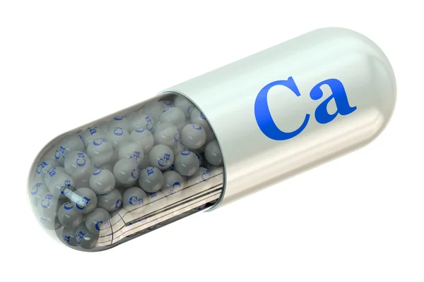 Pills with calcio Ca element Dietary supplements — Stock Photo, Image
