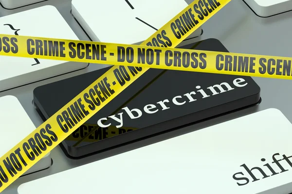 Concept de cybercriminalité, sur le clavier de l'ordinateur — Photo