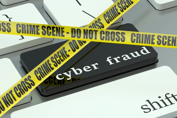 Cyber fraud concept, on the computer keyboard — Stock Photo, Image