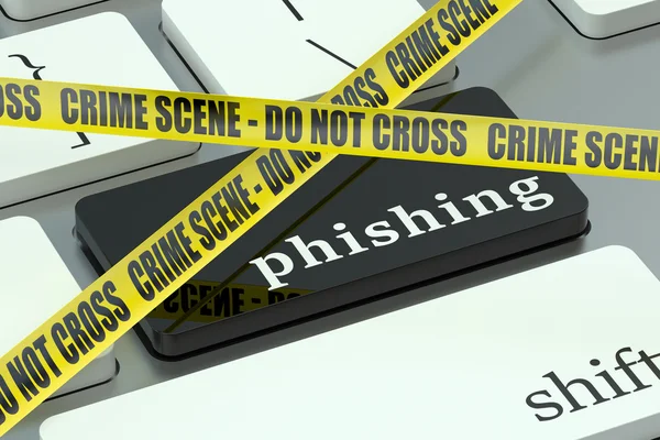 Concept de phishing, sur le clavier de l'ordinateur — Photo