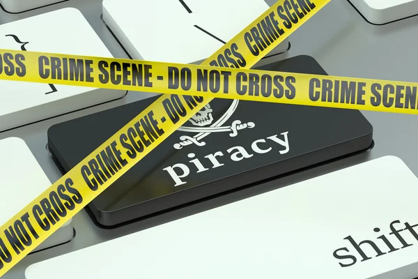 Piratkopiering koncept, på datorns tangentbord — Stockfoto