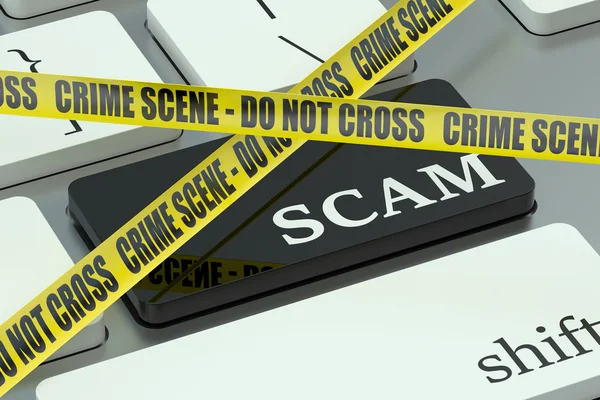 Scam concept on the computer keyboard — Stock Photo, Image