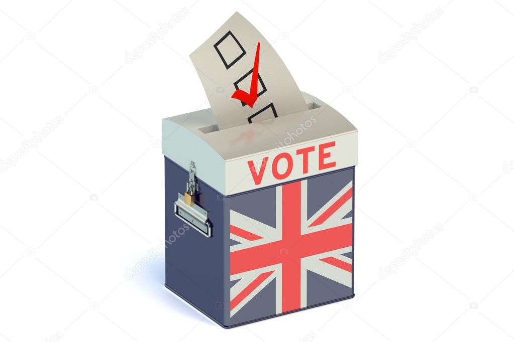 ballot box with flag of United Kingdom