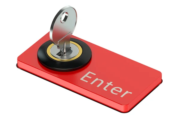 Digite o botão com a chave, conceito de segurança do computador — Fotografia de Stock