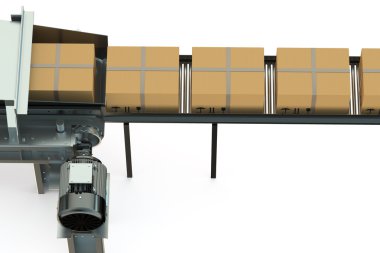 Konveyör bant üzerine karton kutular