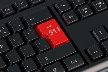 911'i kırmızı klavye düğme