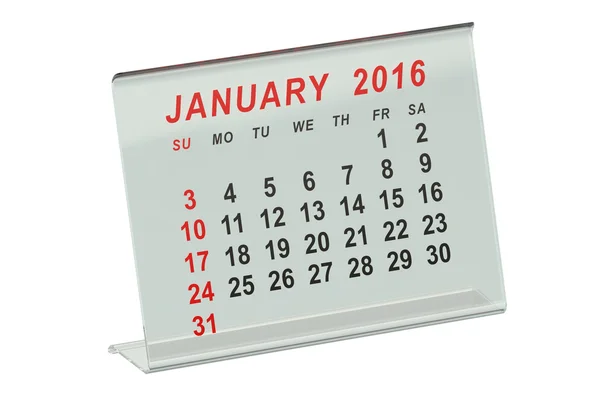 Настольный календарь января 2016 — стоковое фото