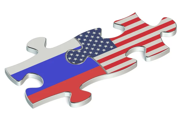 USA and Russia puzzles from flags — Stock Photo, Image