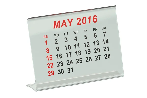 Calendario de mayo de 2016 — Foto de Stock