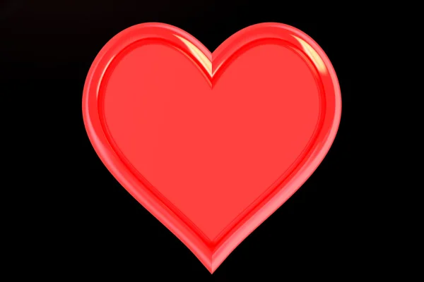 Rotes Herz isoliert auf schwarzem Hintergrund — Stockfoto