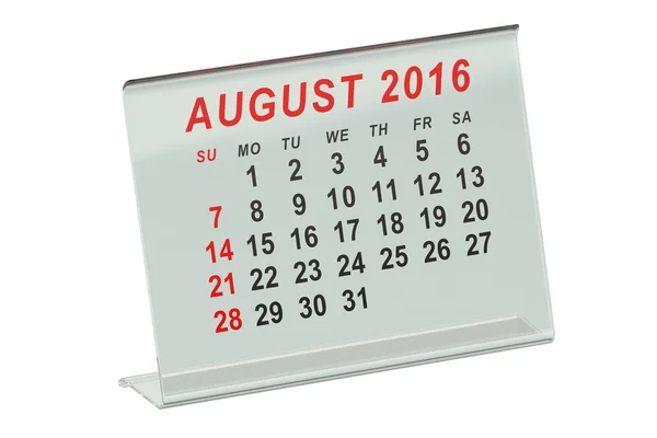 Calendario agosto 2016 — Foto de Stock