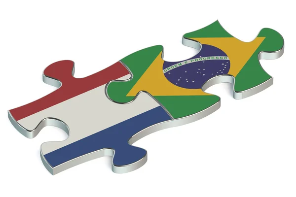 Brasil y Países Bajos rompecabezas de banderas — Foto de Stock