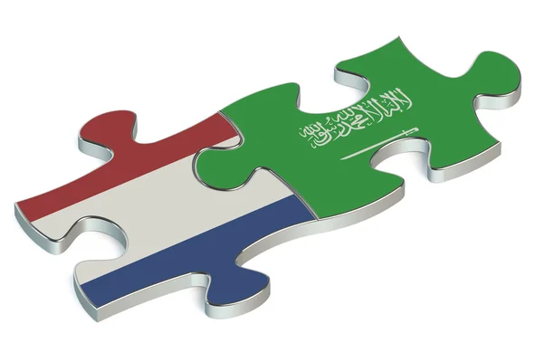 Arabia Saudita y Países Bajos rompecabezas de banderas — Foto de Stock
