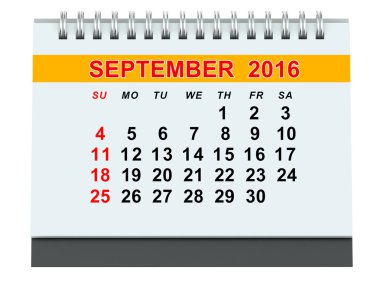 Eylül 2016 takvim