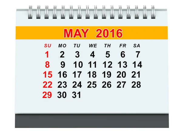 Calendario de mayo 2016 — Foto de Stock