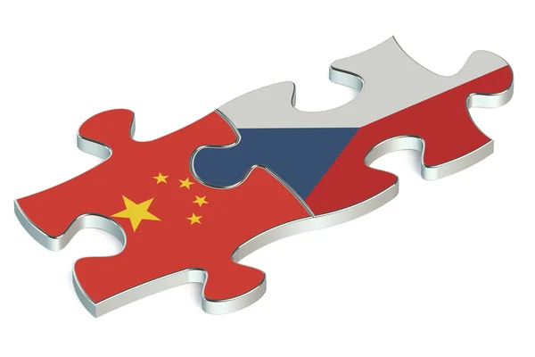 República Checa y China rompecabezas de banderas — Foto de Stock